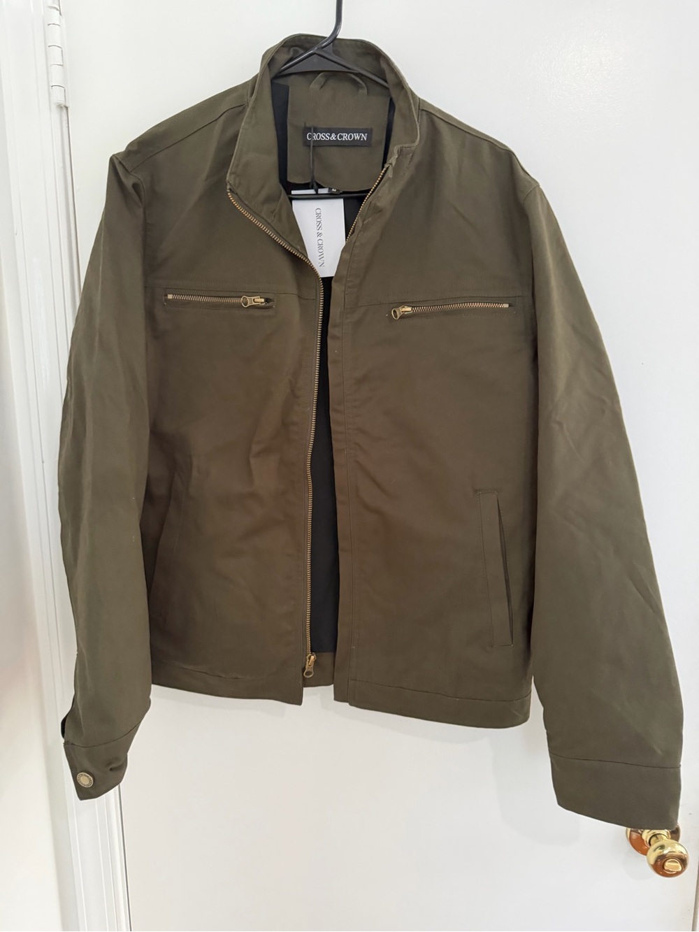 Cross & Crown Men’s Olive Green Utility Bomber Jacket Full Zip Size M NWT